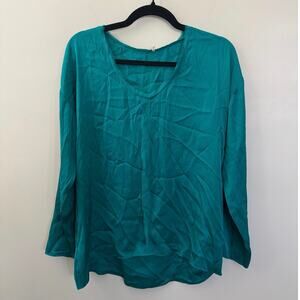 Women’s Elie Tahari Silk Scoop-Neck Blouse in Teal SZ S